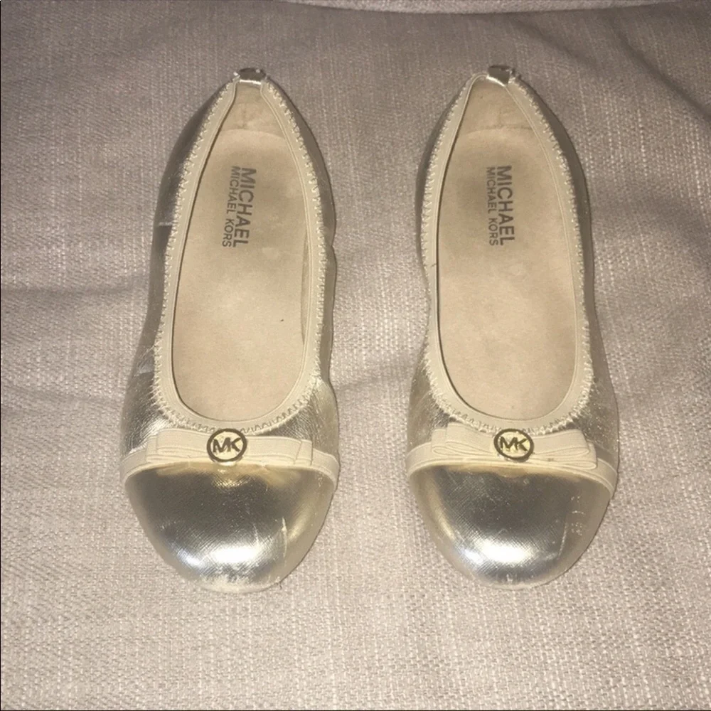 Michael Kors gold “Rover Lux” flats